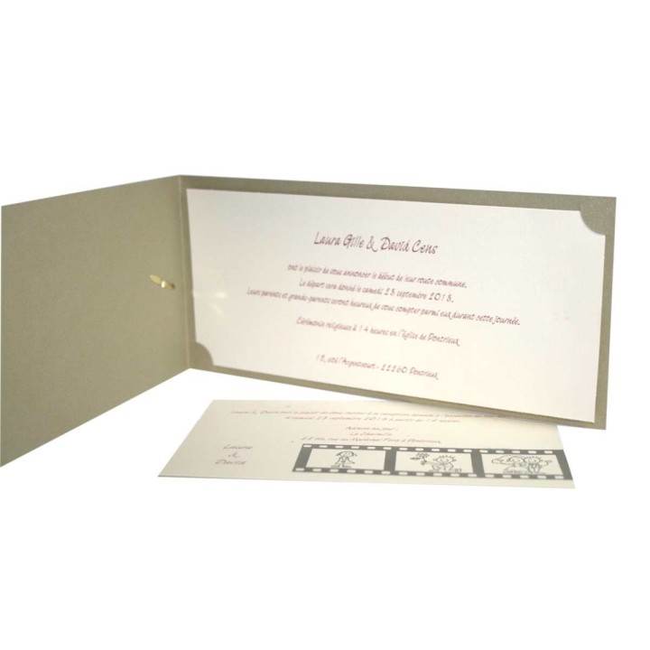invitation mariage Or irise pellicule  film 4 fenêtres