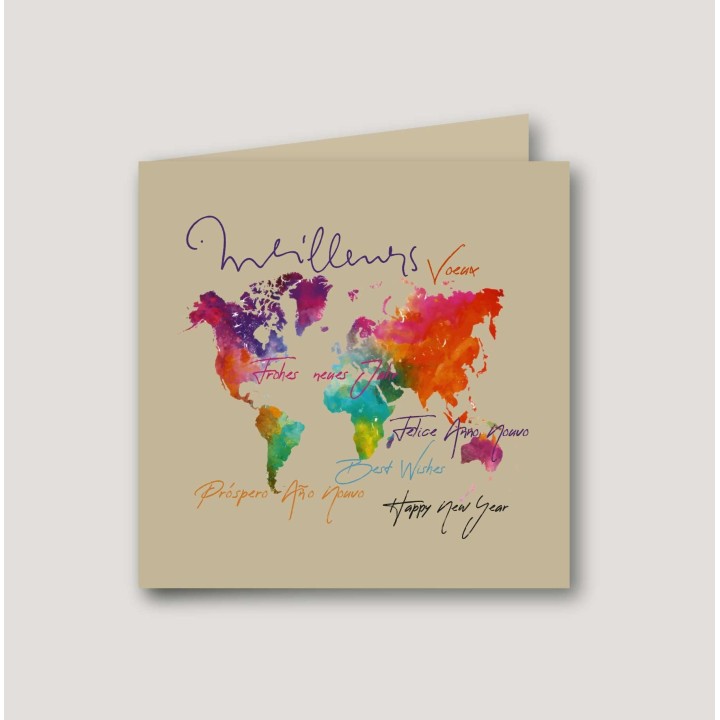 CARTE DE VŒUX Évents Hémisphère carte du monde