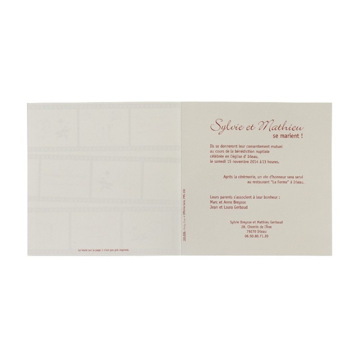 Faire-part mariage SCENARIO FILM DES AMOUREUX