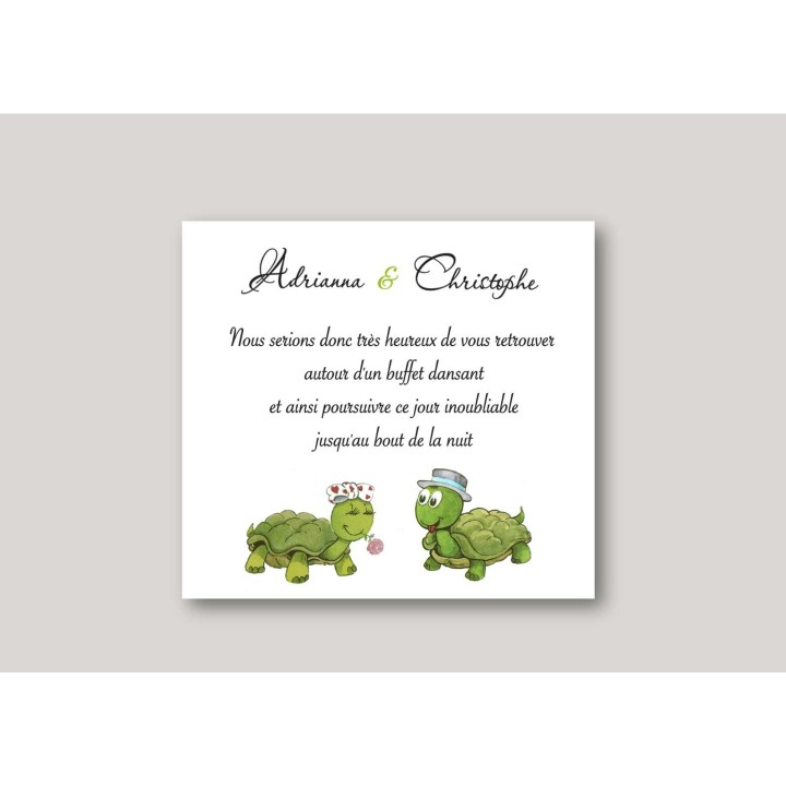 CARTE INVITATION TORTUE AMOUREUSE