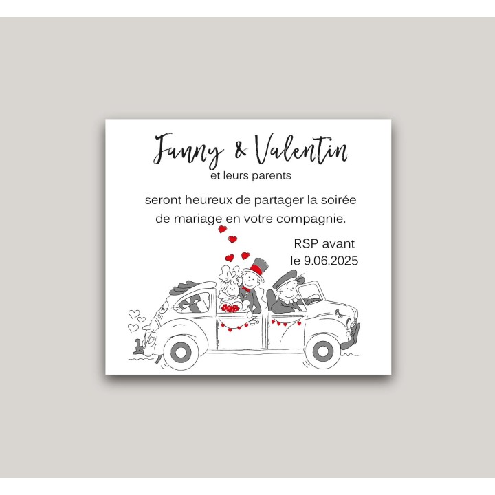 carte mariage en COCCINELLE VW Volkswagen