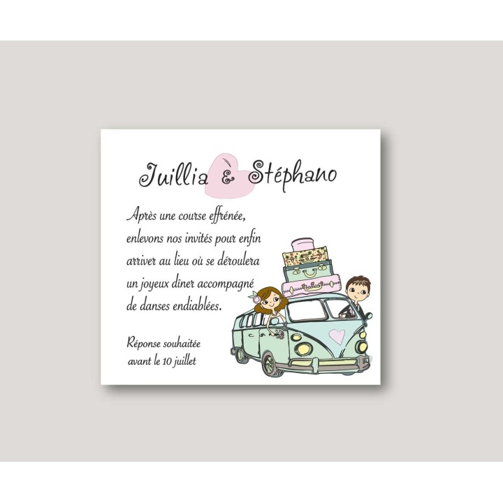 CARTE invitation MARIAGE MICROBUS
