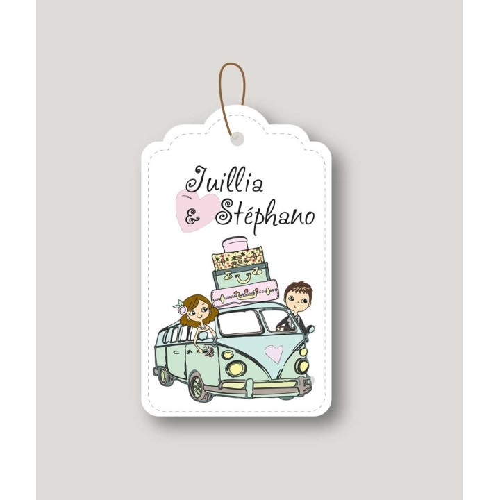 FAIRE PART MARIAGE MICROBUS, Les mariés en voiture du Combi WV