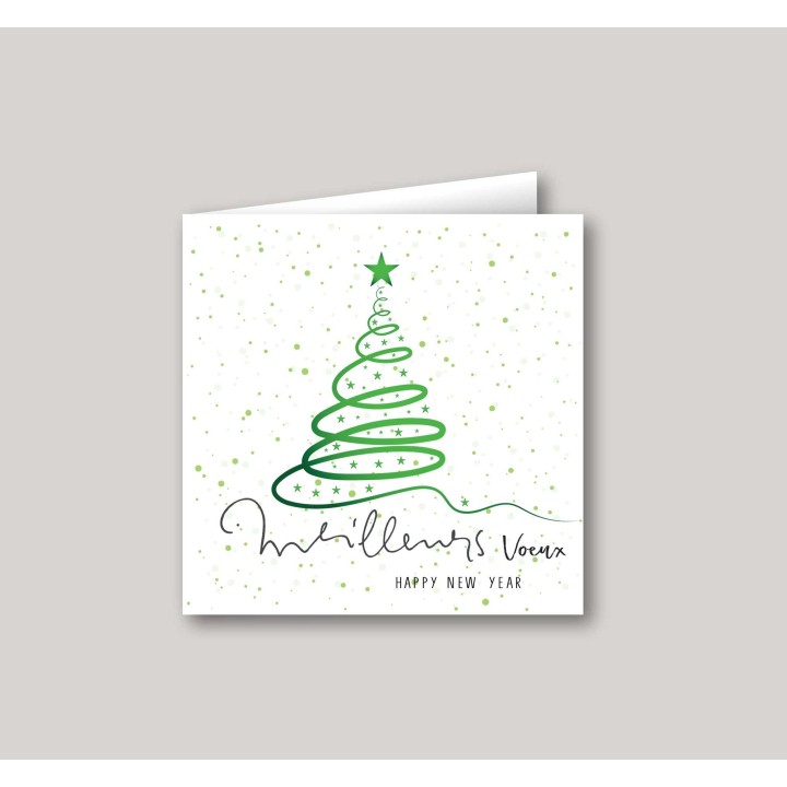 CARTE DE VŒUX SAPIN VERT  MEILLEURS VŒUX