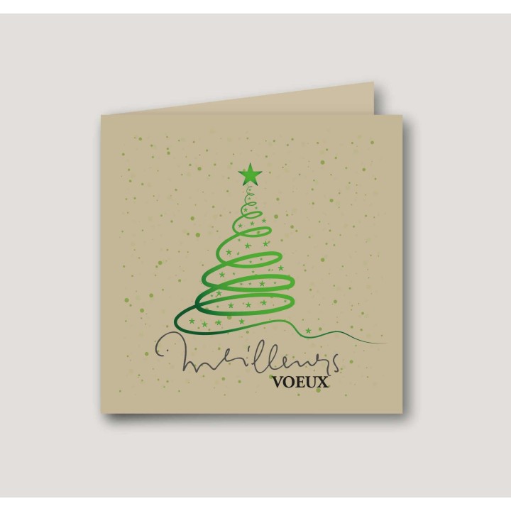 CARTE MEILLEURS VŒUX SAPIN VERT