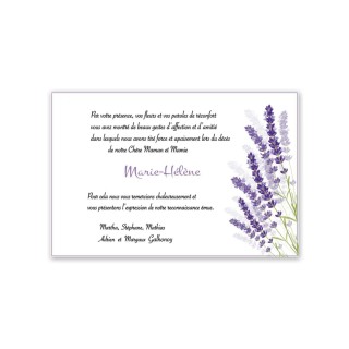 carte remerciements condoléances , Brin de lavande, imprimeur graveur des alpes.fr