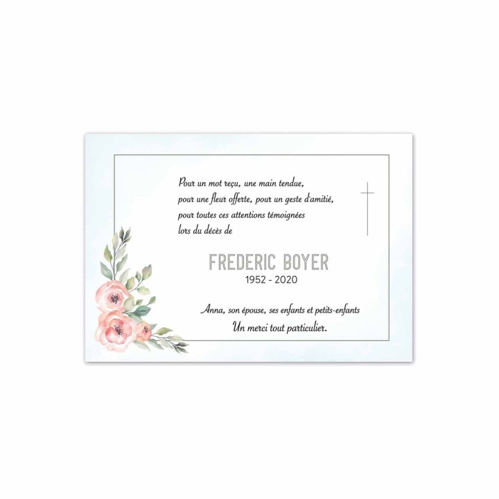 carte condoléances pastels de fleurs en feuillage