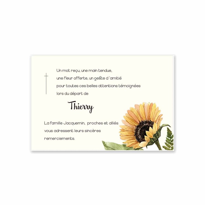 carte condoléances personnalisee jolie fleur de tournesol
épanoui