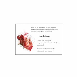 carte remerciements décès,  Rose DESIGN Bourbon  en bouton