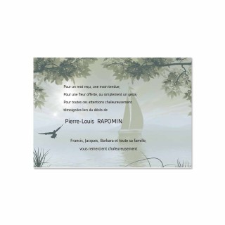 Carte REMERCIEMENTS DÉCÈS sublime Lac du Bourget
