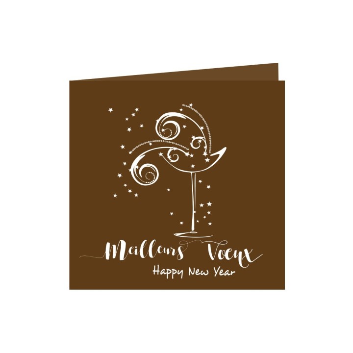 CARTE de VŒUX entreprise
en fête coupe champagne étoilée.