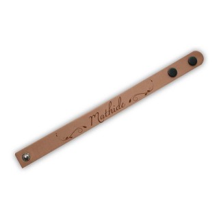 BRACELET EN CUIR NATUREL FAIT MAIN   PERSONNALISE  NOM PRÉNOM 2 PRESSIONS POUR FERMER