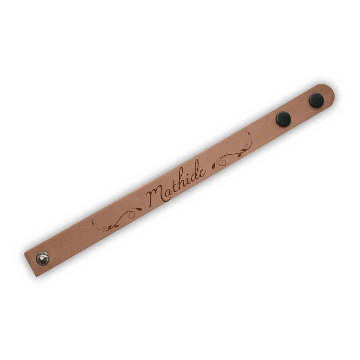 BRACELET EN CUIR NATUREL FAIT MAIN   PERSONNALISE  NOM PRÉNOM 2 PRESSIONS POUR FERMER