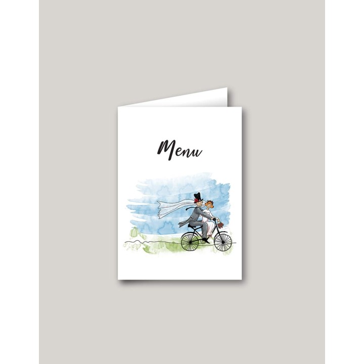 Menu mariage  sur le vélo en pleine nature. en route vers de nouvelles aventures