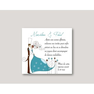 carte invitation MARIAGE la CHARMANT COUPLE MODERNE POUR VOS INVITES