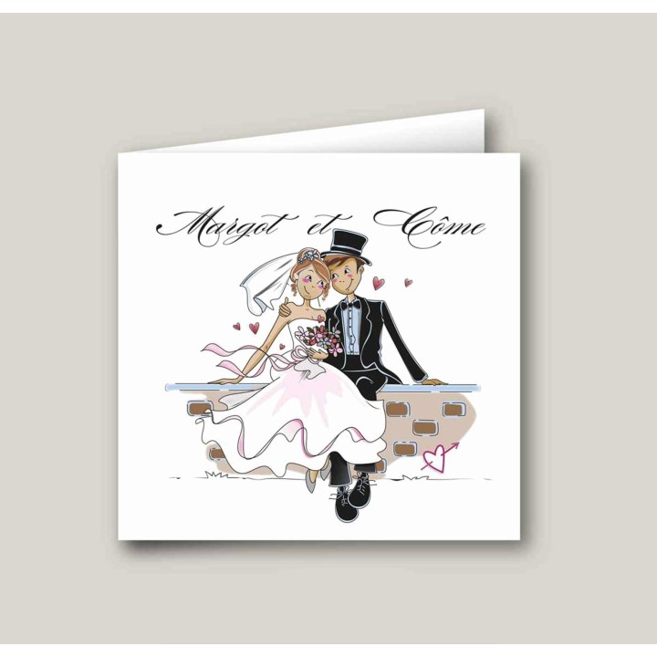 FAIRE PART MARIAGE beaux les mariés se photographie sur un banc, ROSITA