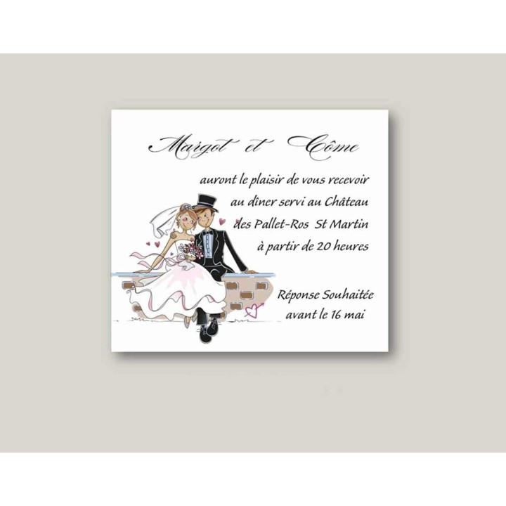 Carte diner beaux les mariés se photographie sur un banc, ROSITA