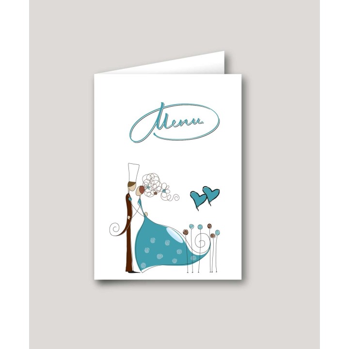 CARTE MENU MARIAGE  CHIC LES MARIES DESIGN MODERNE