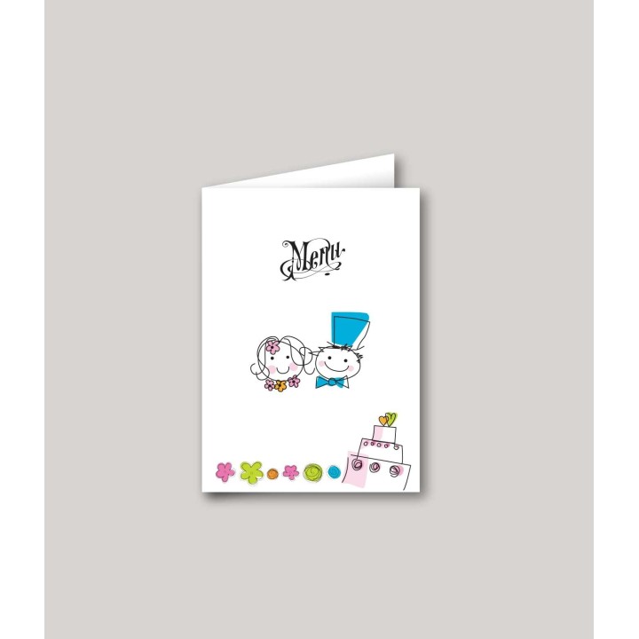 CARTE MENU SUBLIME GRAPHISME COLORE DES MARIES ENTOURES DE RONDS ET RONDS