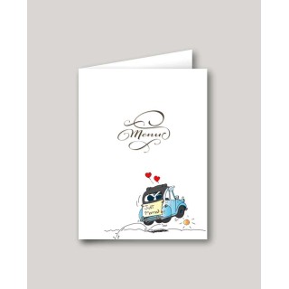 CARTON MENU MARIAGE  DESIGN 2CV RETRO