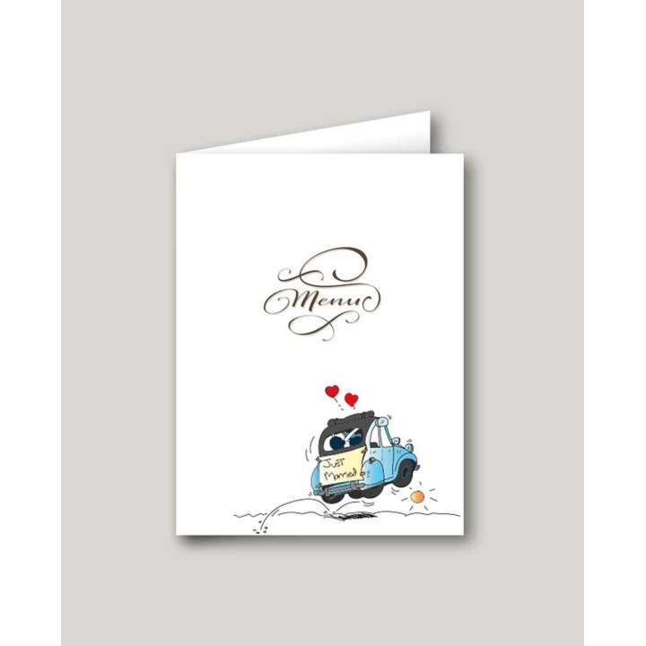 CARTON MENU MARIAGE  DESIGN 2CV RETRO