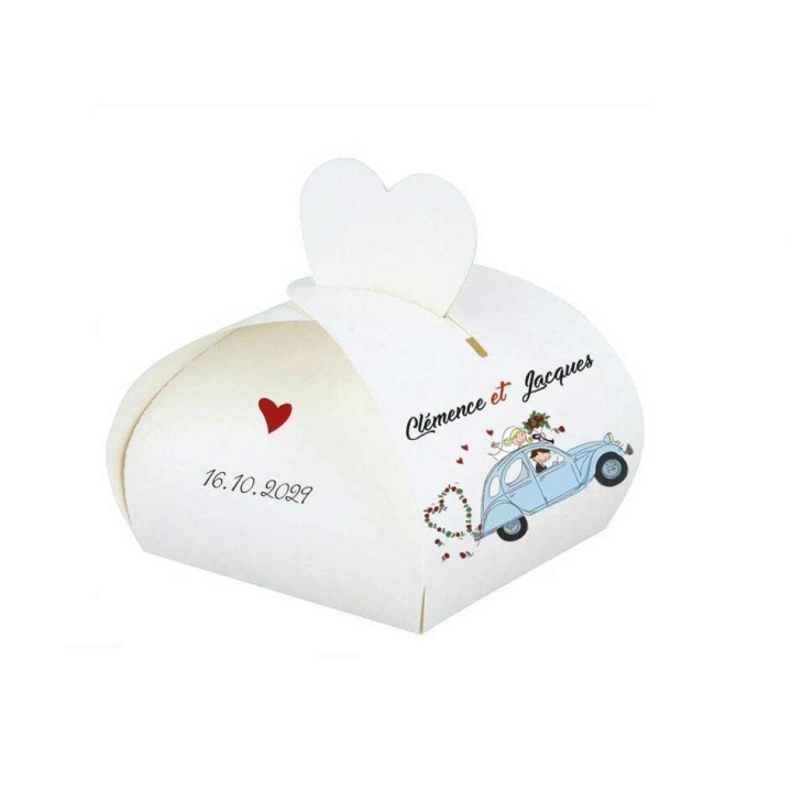 BOITE A DRAGÉE MARIAGE 2CV VINTAGE Personnalisée 
 MADE IN GRENOBLE