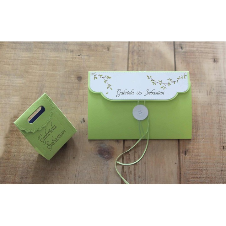 POCHETTE mariage LUXUEUSE,  Bicolor  BLANC ET VERT ANIS FERMETURE BOUTON 3D grenoble