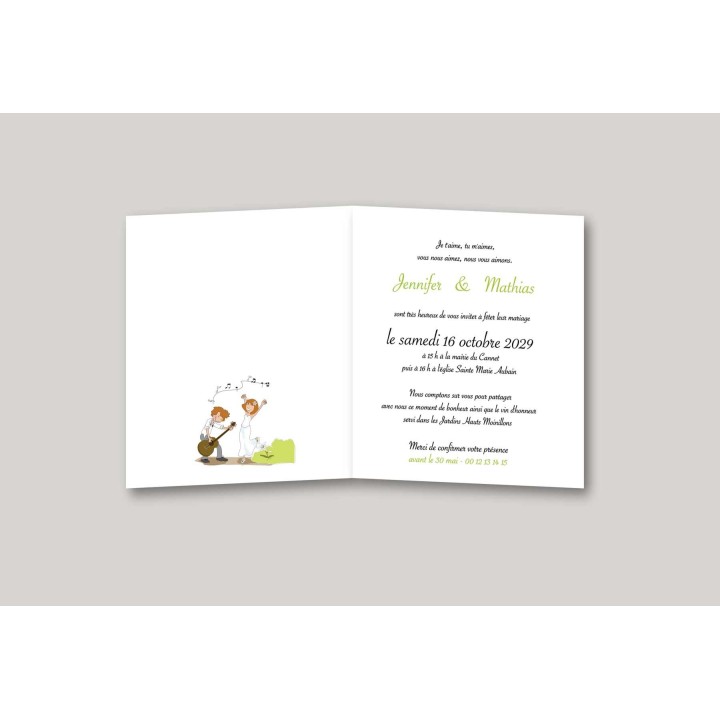 FAIRE PART MARIAGE ambiance MUSIQUE le marie guitariste joue de la guitare