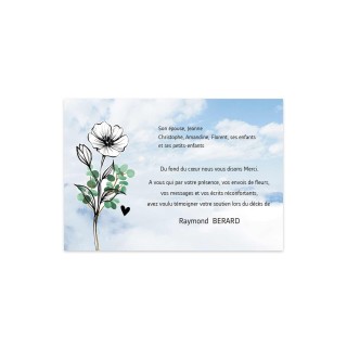 CARTE REMERCIEMENT DÉCÈS CONDOLEANCES DEUIL, 
 fleurs du jardinier grenoble
