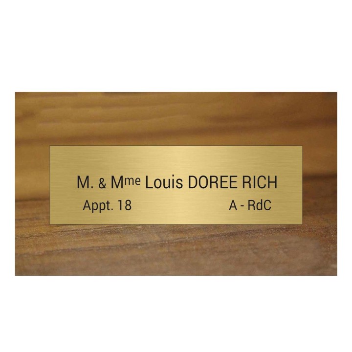 Plaque boite aux lettres dorée,  gravure Lettres noires à Grenoble