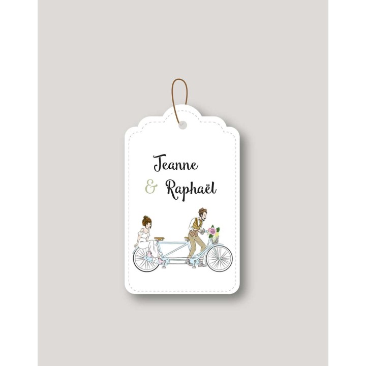 Etiquette boite dragées   intemporel  TANDEN les maries EN VELO