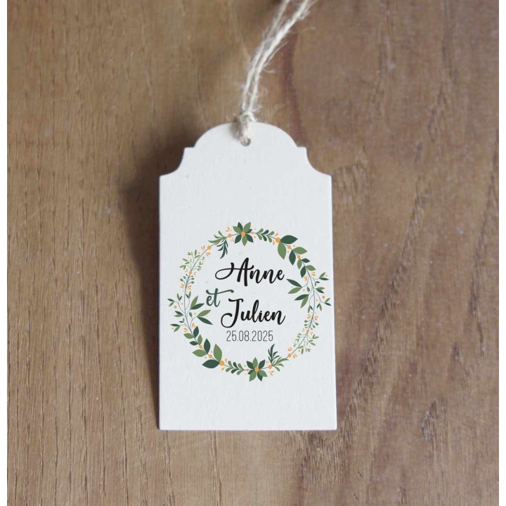 ETIQUETTE COURONNE EN FEUILLES, boite a dragée, pochon