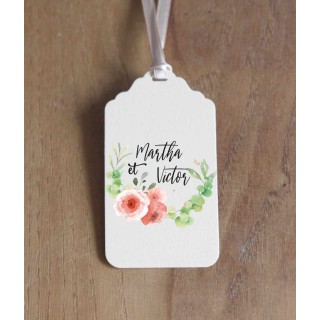 étiquette boite a dragée demi couronne de roses
