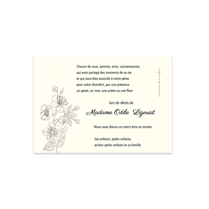 Remerciement décès  imprime en France FLEURS artiste suite au deuil