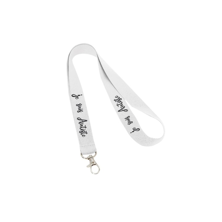 Tour de cou lanyard fuchsia e en coton tisse publicitaire porte-badge