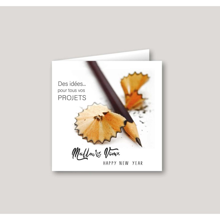 carte de vœux ENTREPRISE  PERSONNALISE UN CRAYON TAILLE POUR UNE ESQUISSE PROJET CARTE  BONNE ANNEE