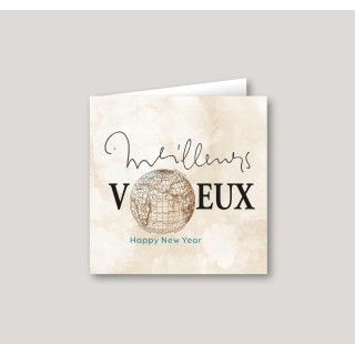 CARTE DE VŒUX ENTREPRISE Globe terrestre personnalisée carte meilleurs vœux et happy new Year