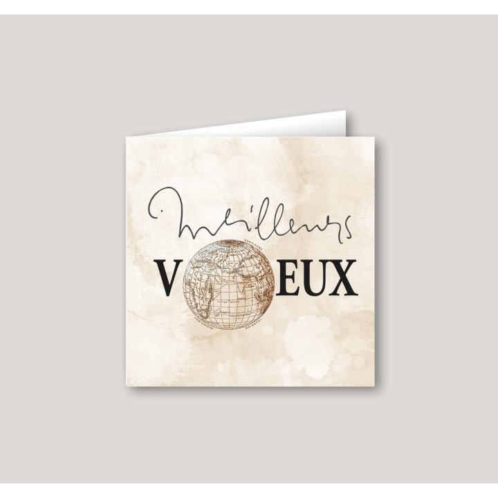 CARTE DE VŒUX ENTREPRISE Globe terrestre personnalisée carte meilleurs vœux