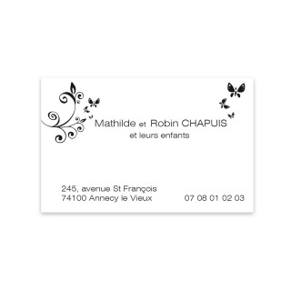 CARTE DE VISITE PARTICULIER
ARABESQUE ET ENVOL DE PAPILLON