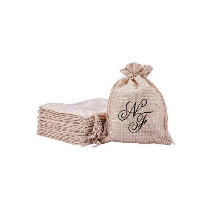 pochon en toile de jute naturelle personnalise marquage noir