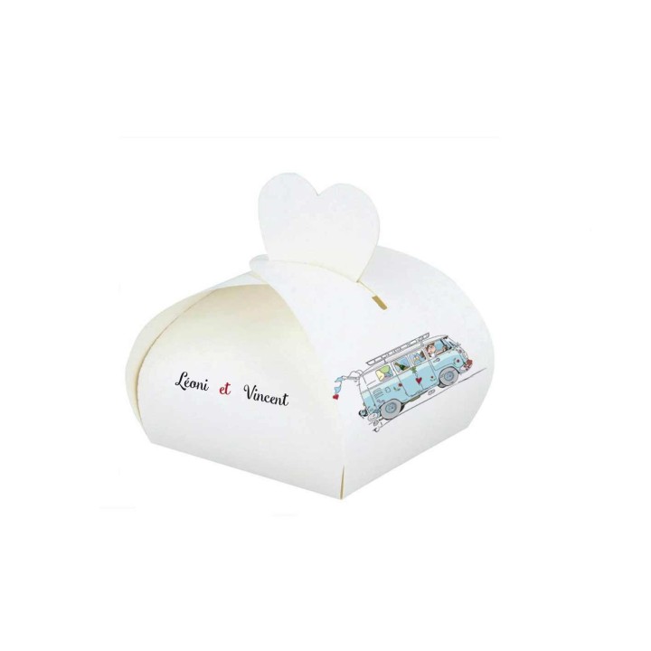 boite à dragée mariage 
 décor véhicule ancien COMBI Volkswagen