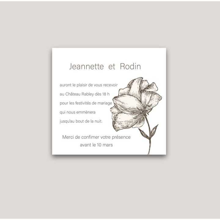 carte invitation repas, Illustration de dessin des roses façon aquarelle