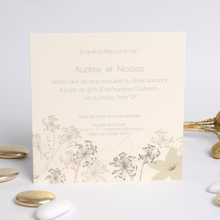 Carte repas, modèle Beverly , Chic papier scintillant ,  riche et blanc cassé,