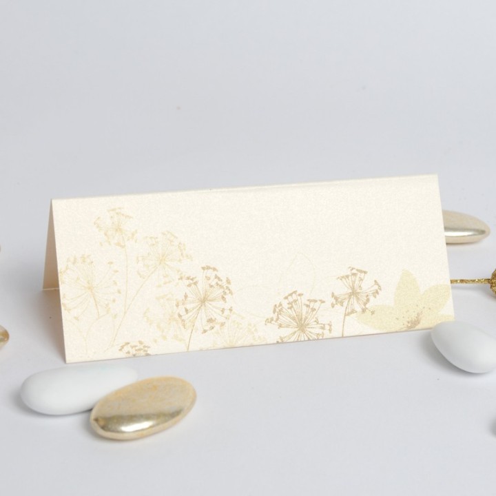 Marque-place, modèle Beverly ,Chic papier scintillant ,  riche et blanc cassé,