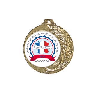 Médaille D’OR du DEVOUEMENT ET COURAGE  marquage COULEUR 
 DOME EN RESINE EN RELIEF   pour  service rendu