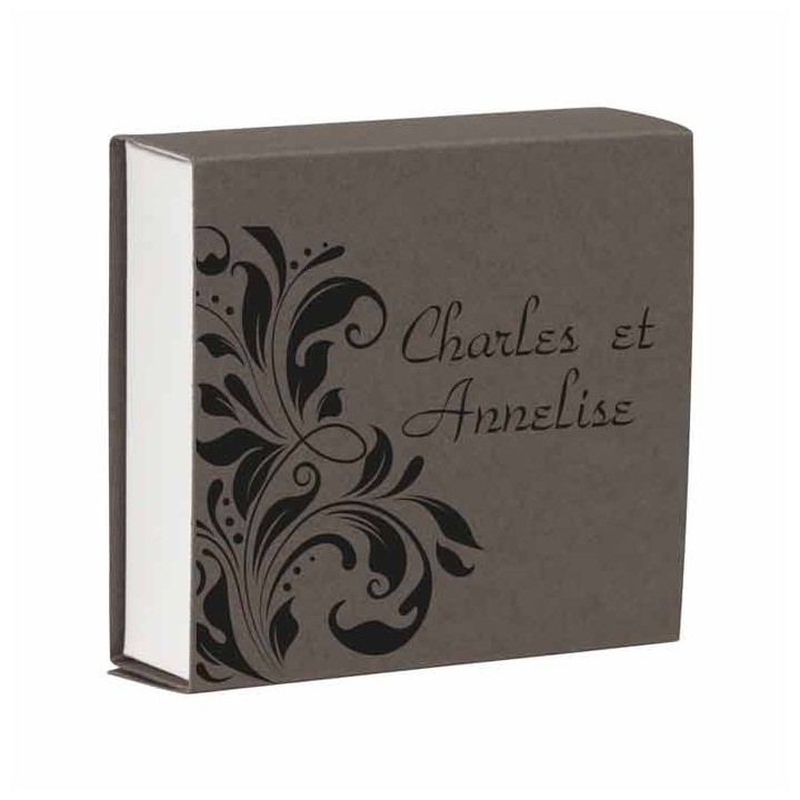 Boite à dragée mariage  marron CHOCOLAT,  personnalisée arabesques