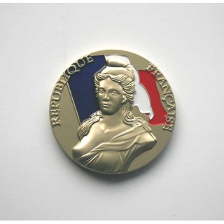 Médaille Marianne Or spéciale Mairie et collectivités ronde 70 mm - A38 Dorée