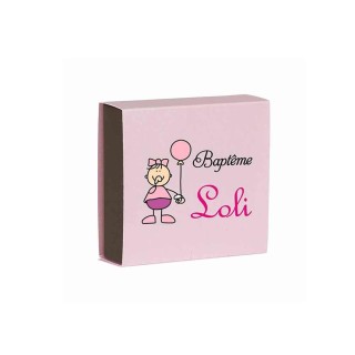 BOITE A DRAGÉE  baptême rose tendre PERSONNALISÉE petite fille