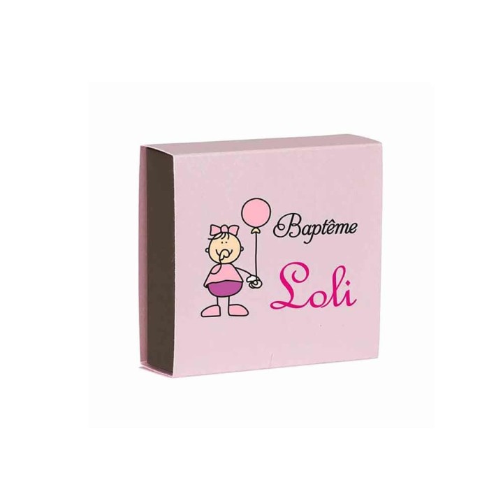 BOITE A DRAGÉE  baptême rose tendre PERSONNALISÉE petite fille