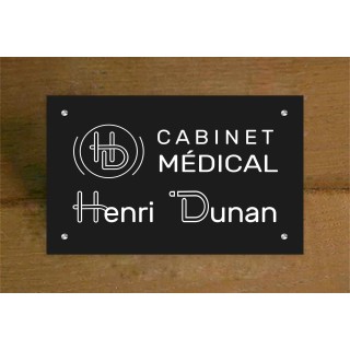 PLAQUE ECONOMIQUE NOIRE GRAVEE LETTRES BLANCHES GRENOBLE